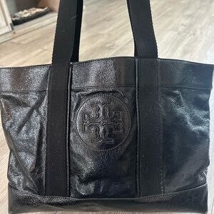 Tory Burch Large Black Crinkle Ella Tote Bag Purse